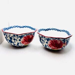 Pioneer Woman Set Of 2 Bowls HERITAGE FLORAL 6" Bowls Stoneware.